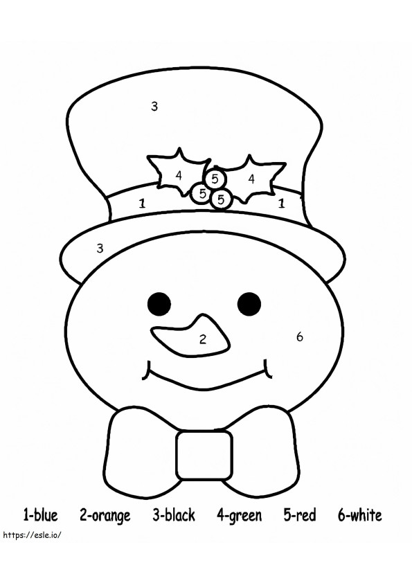 Omul de zăpadă ușor de colorat după număr de colorat