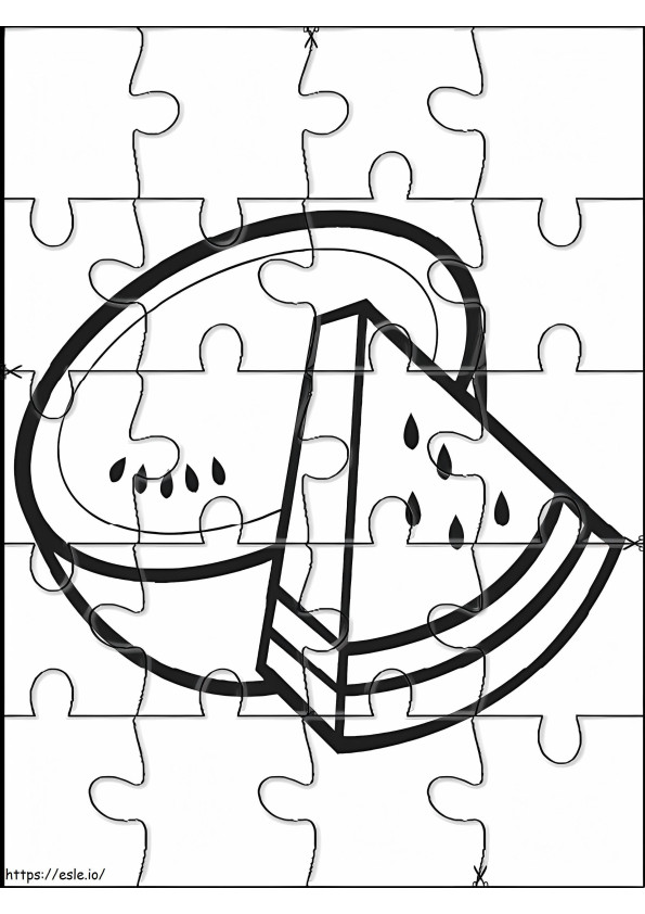 Puzzle z arbuzem kolorowanka