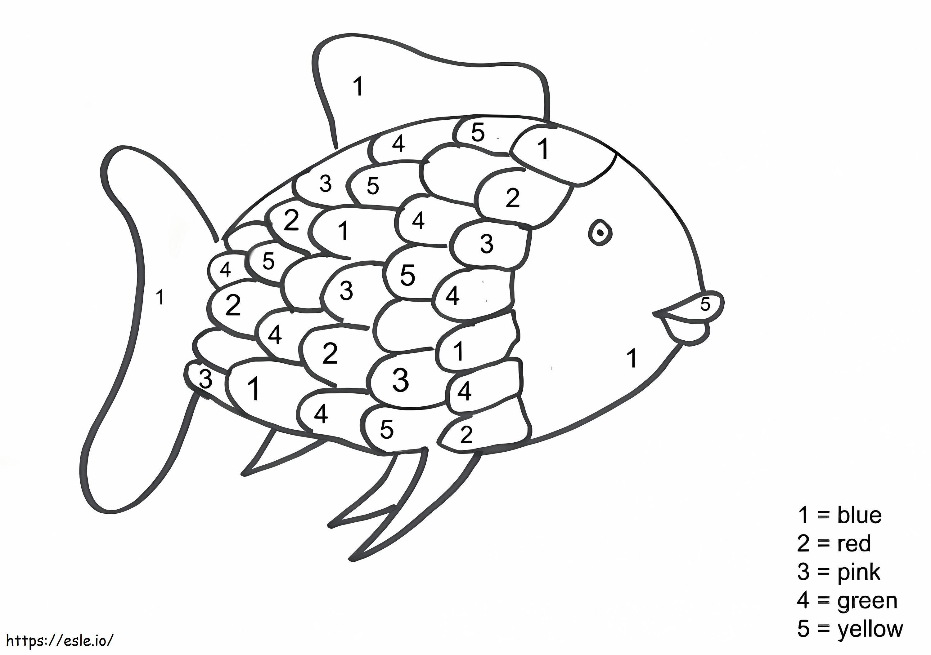 Coloriage Coloriage par numéros un poisson arc-en-ciel à imprimer dessin