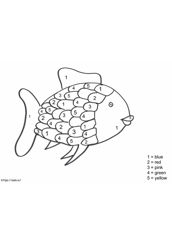 Colorează după numere un pește curcubeu de colorat