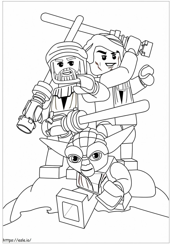 Coloriage LEGO Yoda et ses amis à imprimer dessin