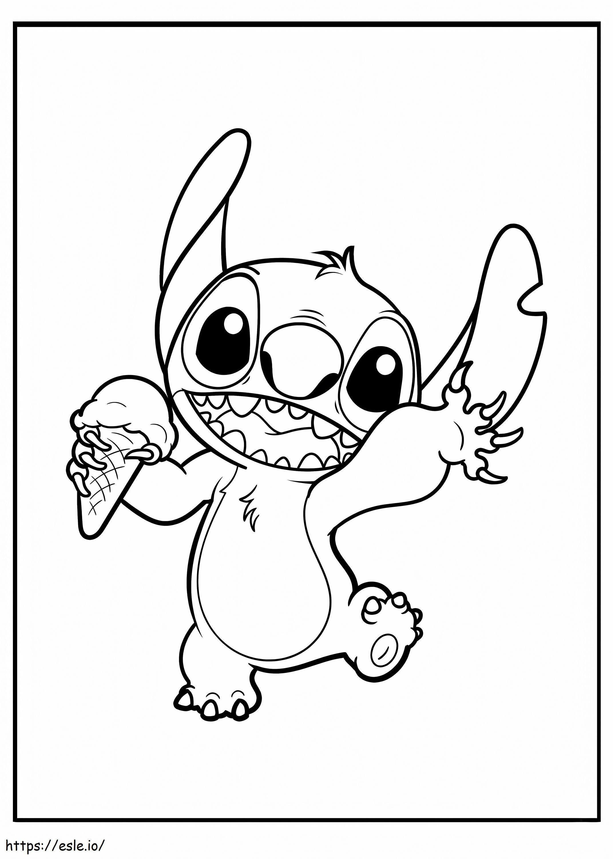 Stitch Holding Ice Cream coloring page