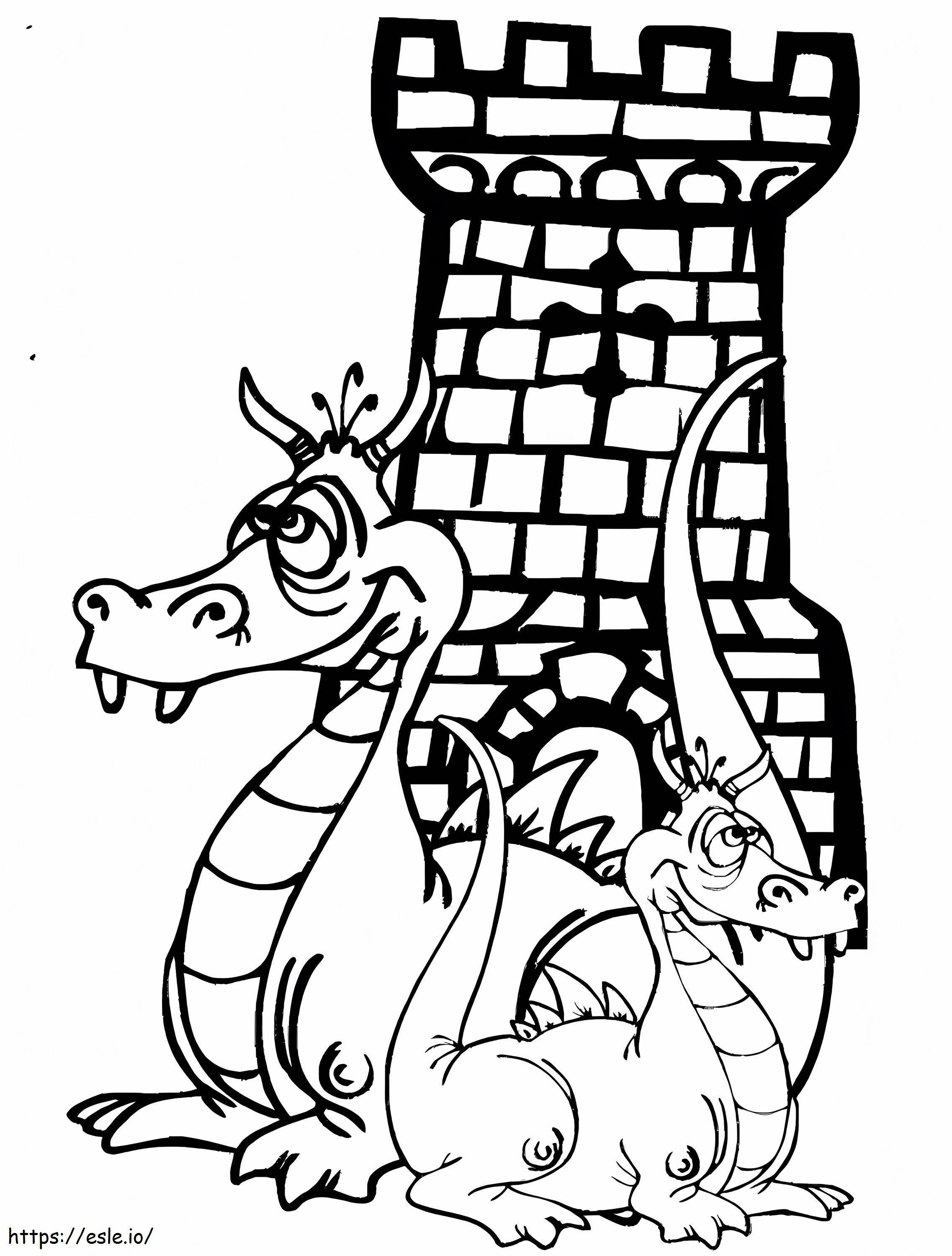 Two Funny Dragons coloring page