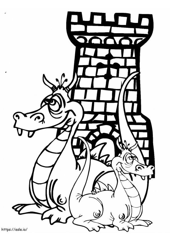 Two Funny Dragons coloring page