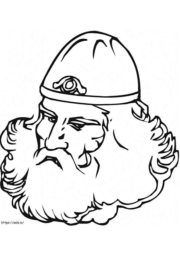 Coloriage Viking avec une grande barbe à imprimer dessin