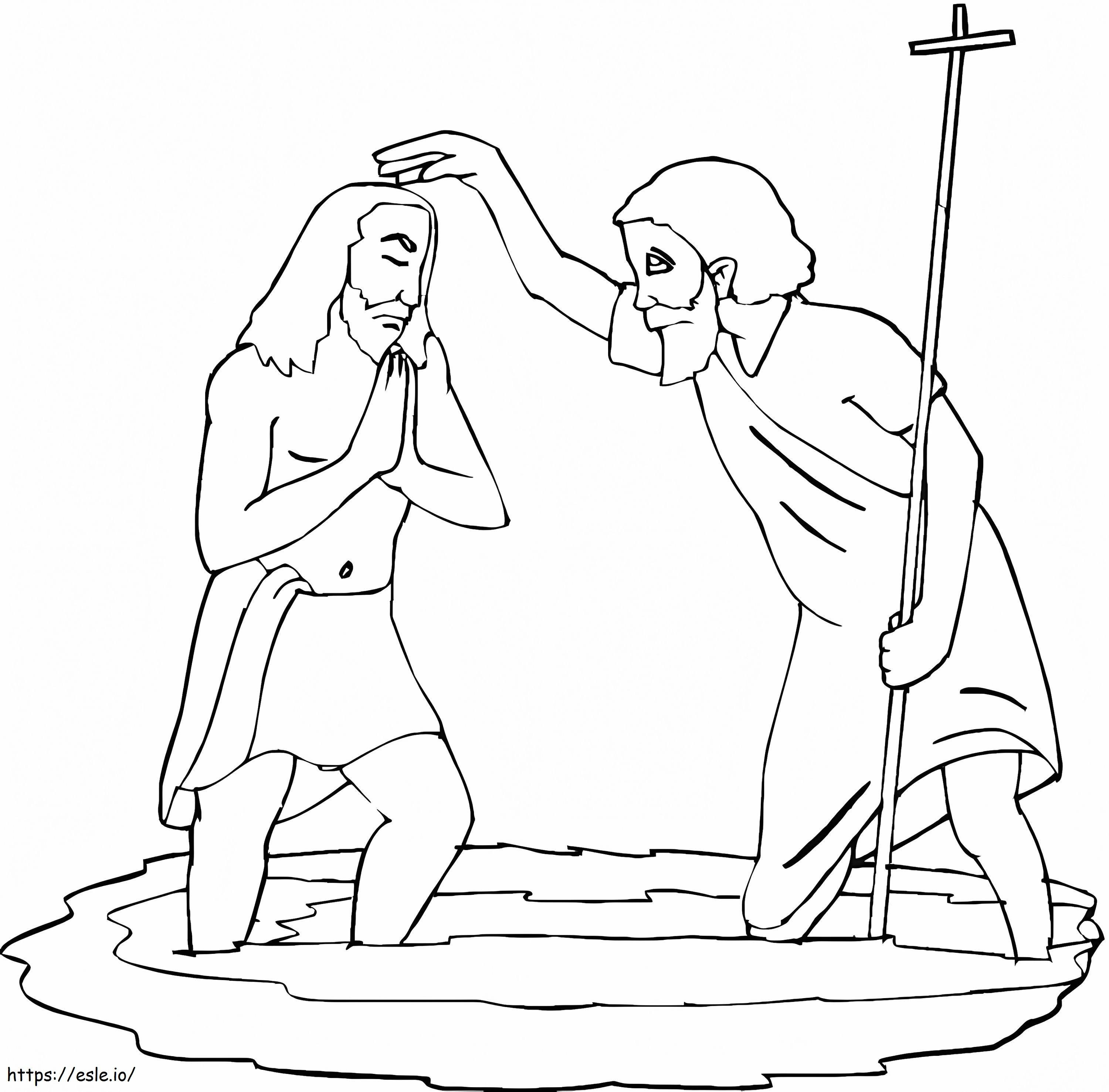 João Batizando Jesus para colorir