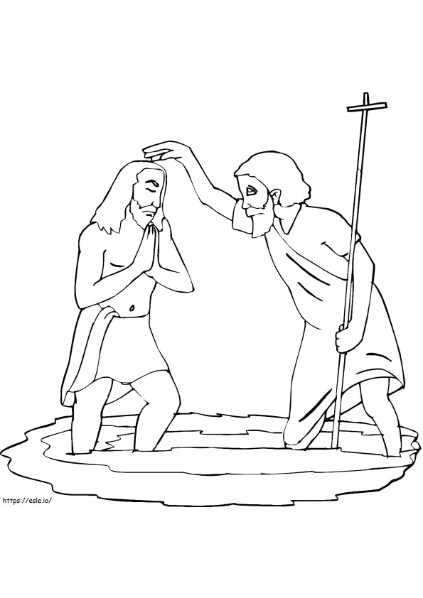 Johannes kastaa Jeesuksen värityskuva