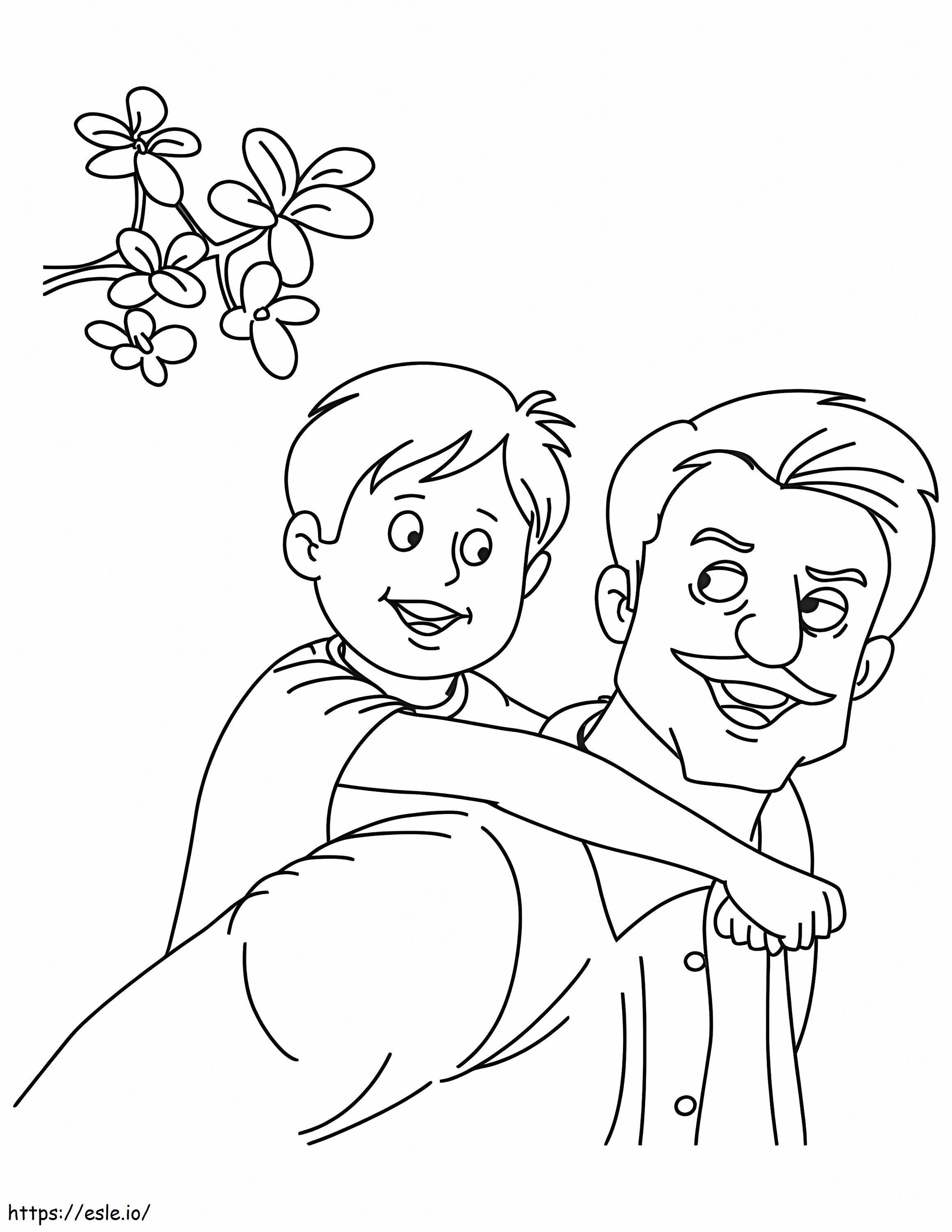 Father Process Of Carrying Child coloring page