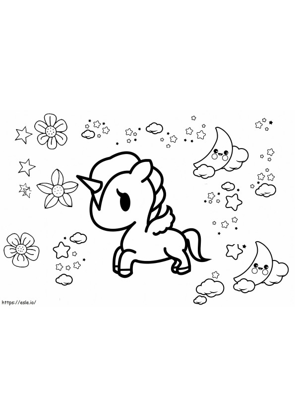 Easy Cute Unicorn coloring page