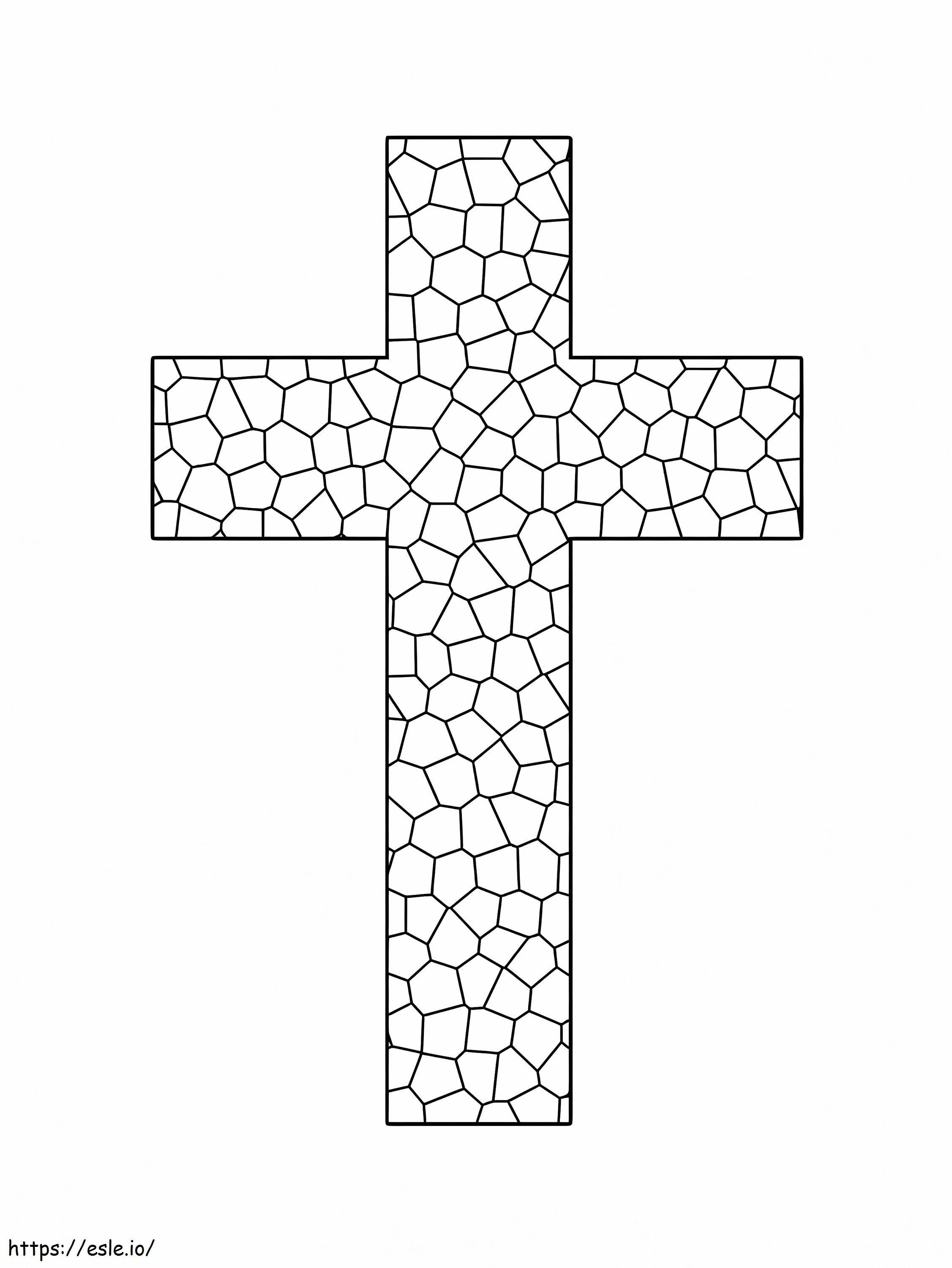 Coloriage Mosaïque en forme de croix 1 à imprimer dessin