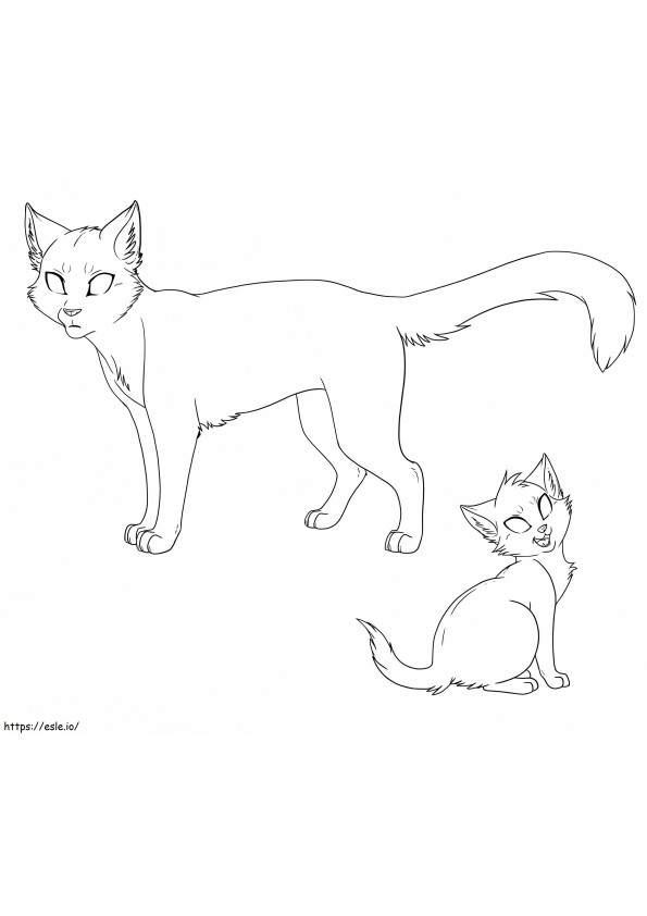 Coloriage Deux chats guerriers à imprimer dessin