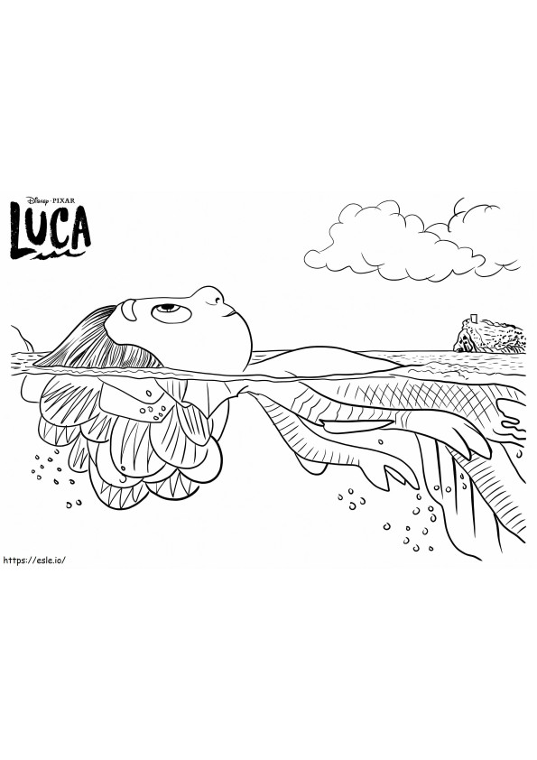 Coloriage Luca en mer à imprimer dessin