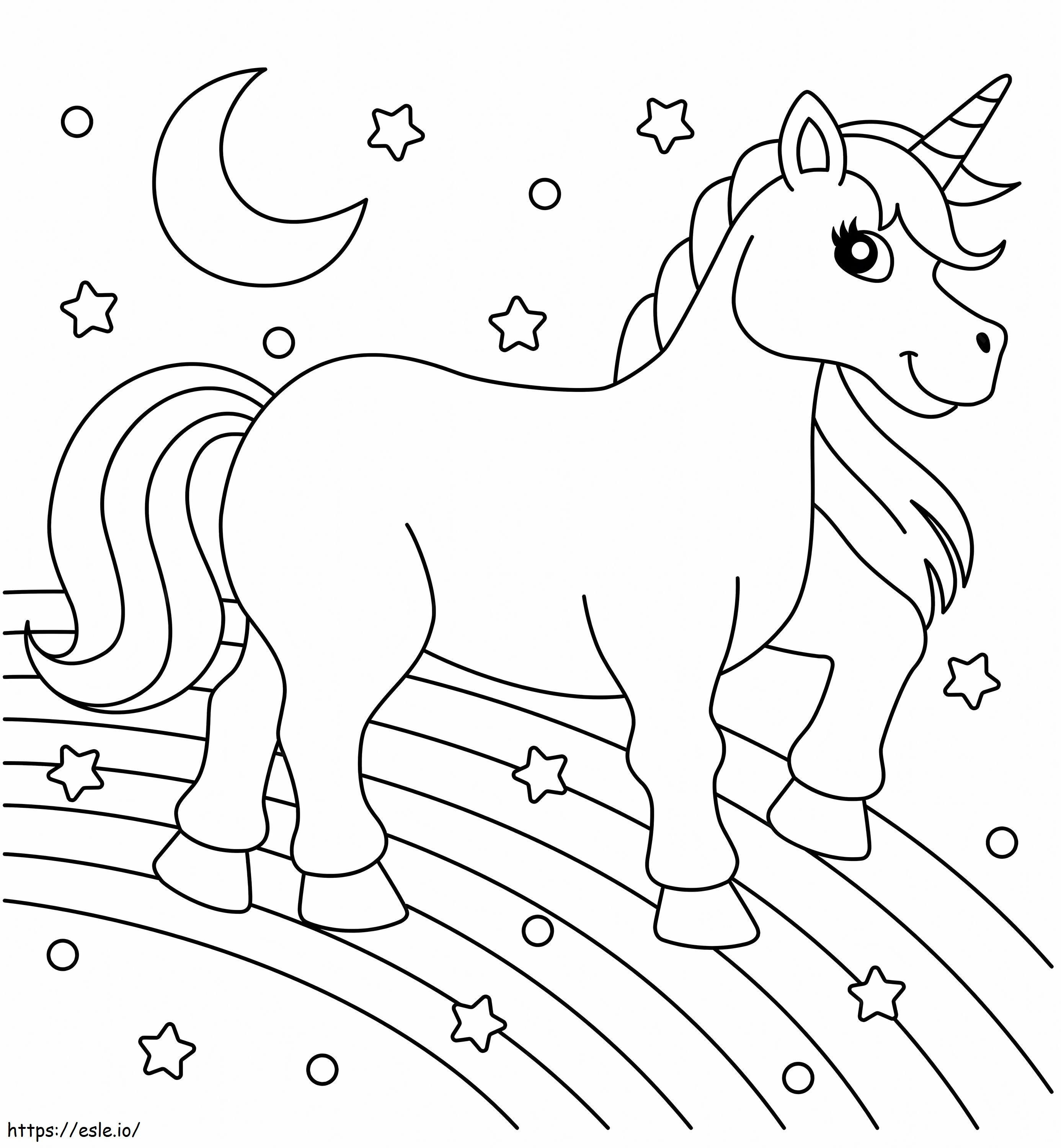Unicorn Walking On The Rainbow coloring page