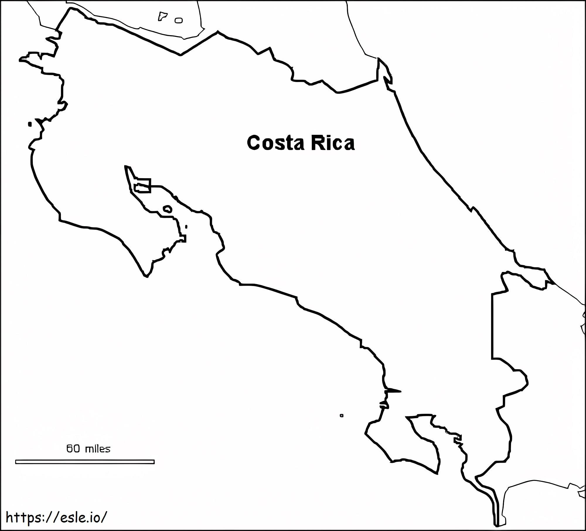 Mapa Kostaryki kolorowanka