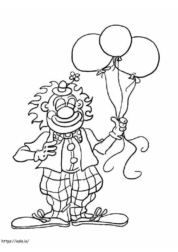 Clown Met Ballonnen kleurplaat
