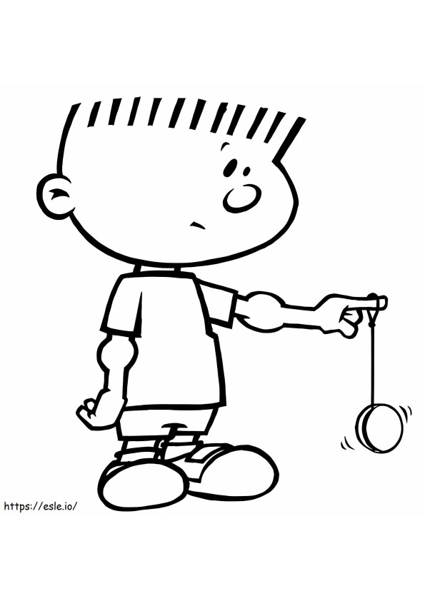 Een jongen die jojo speelt kleurplaat