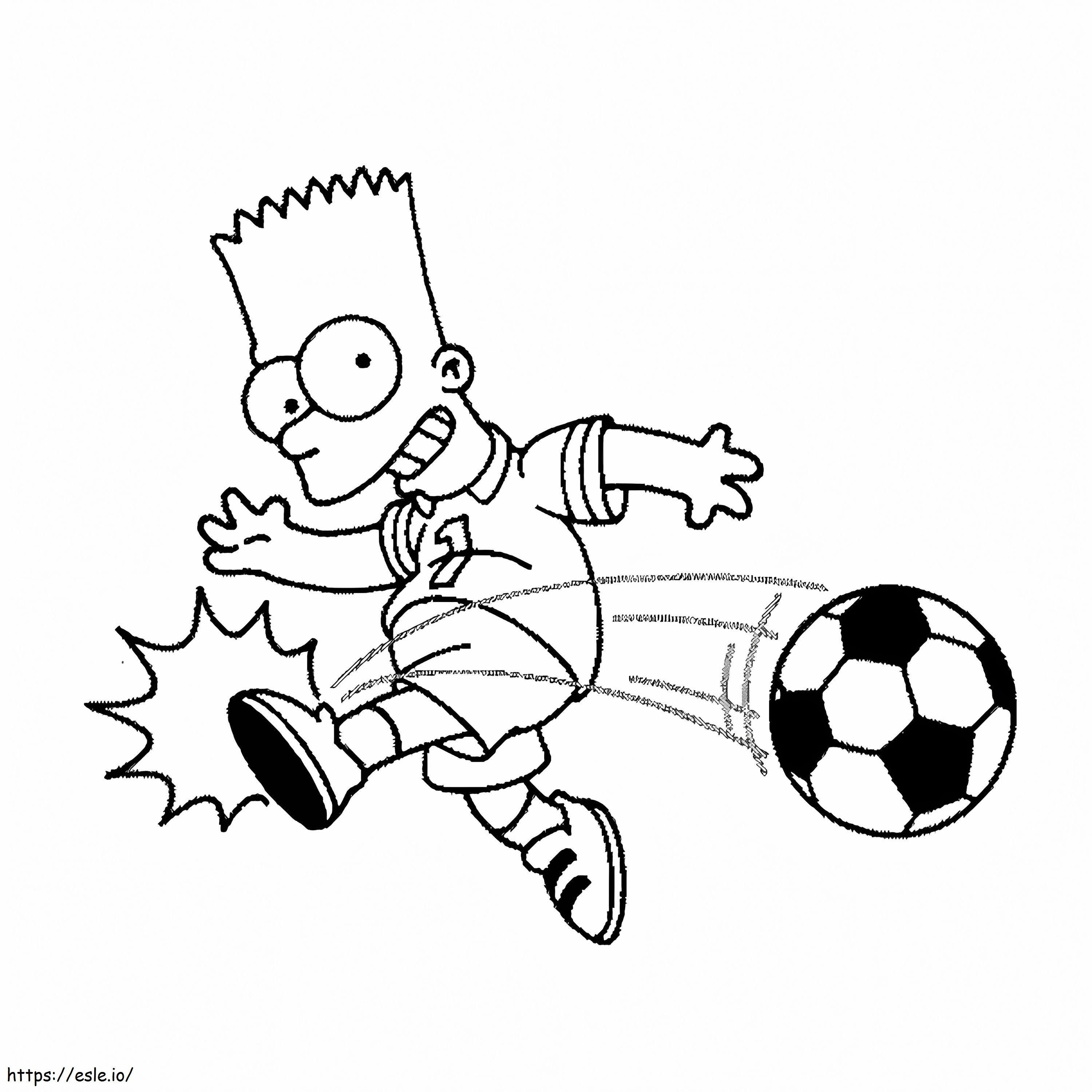Bart pelaa jalkapalloa värityskuva