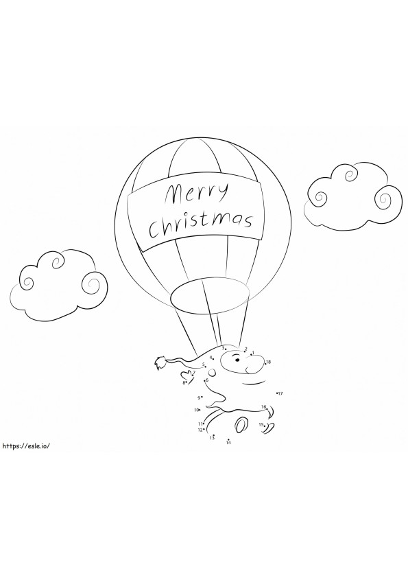 Papai Noel voando ponto a ponto para colorir