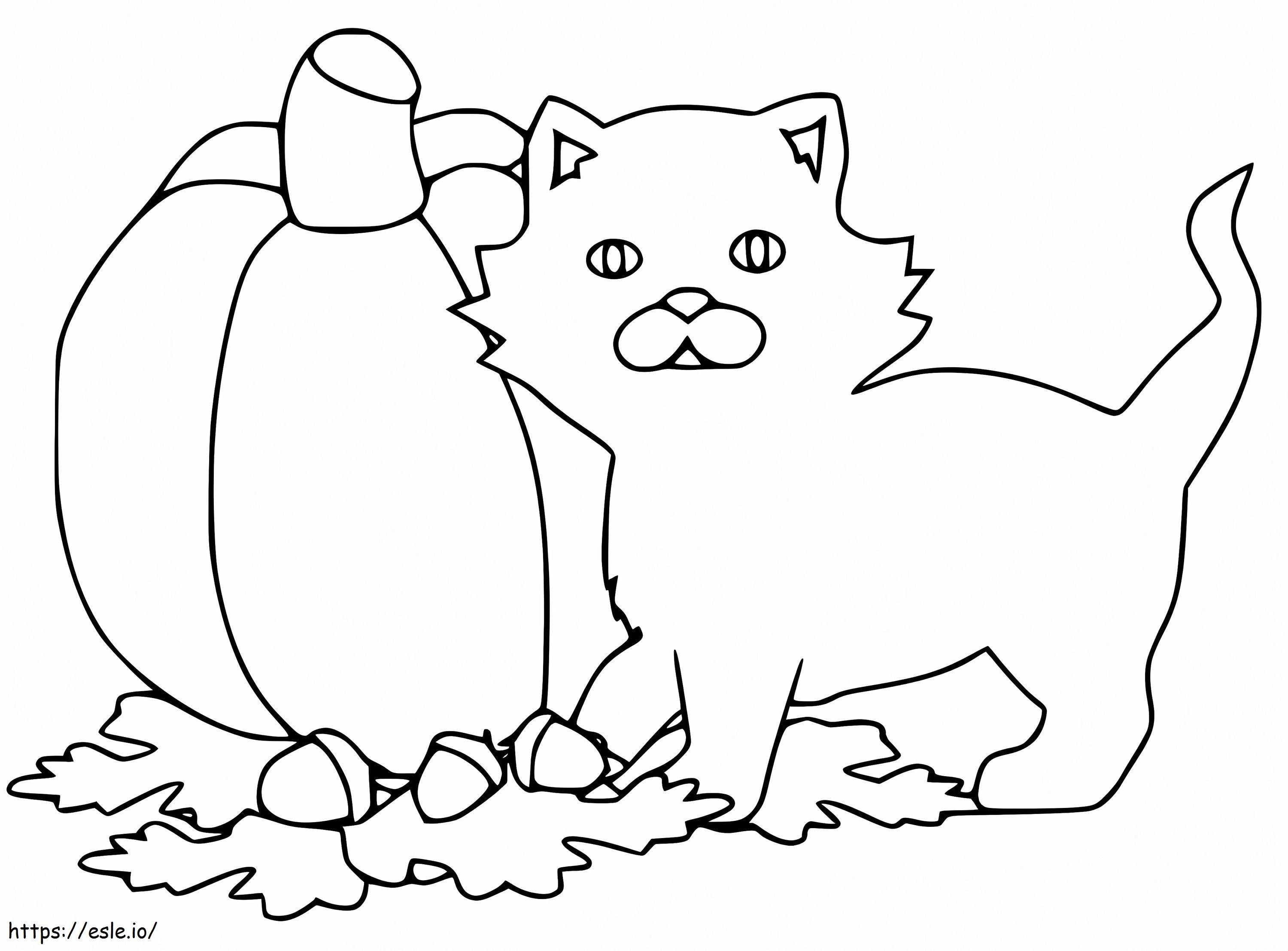 Adorable Halloween Cat coloring page