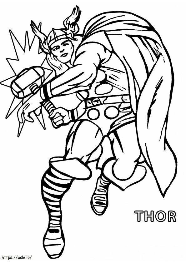 Thor atacado para colorir