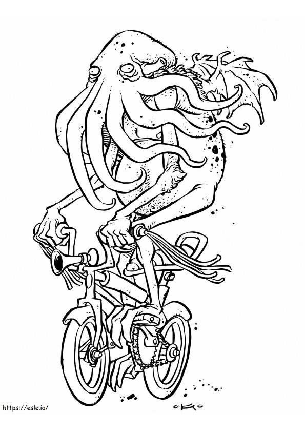Bicicletta da equitazione Cthulhu da colorare