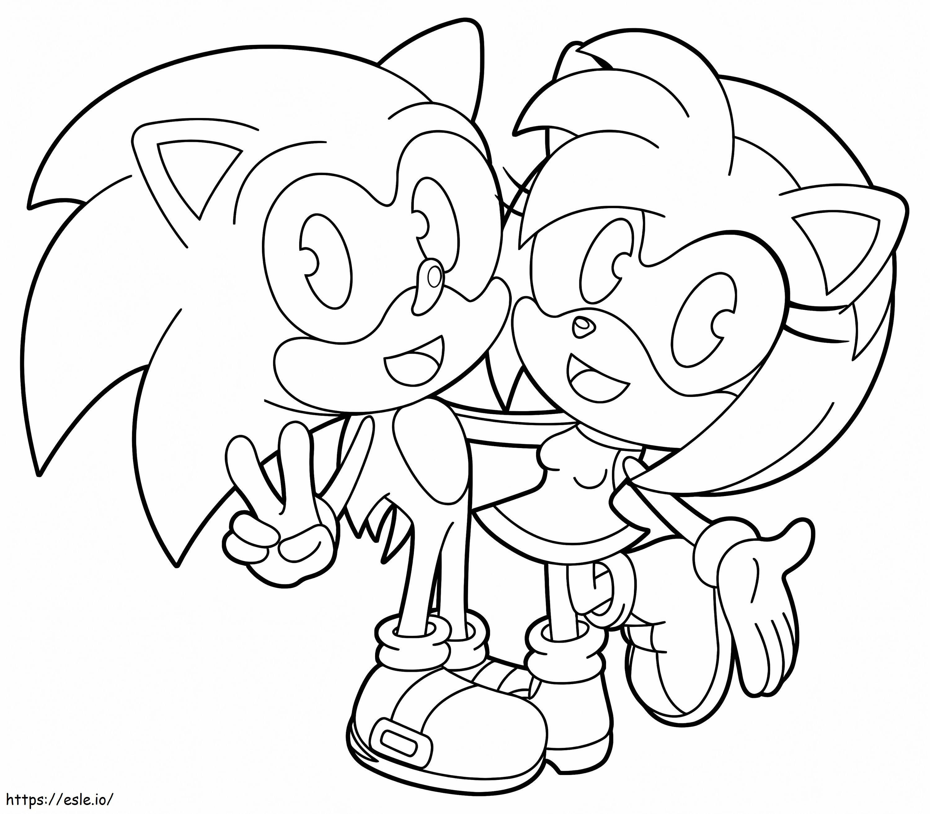 Amy Rose și Sonic de colorat
