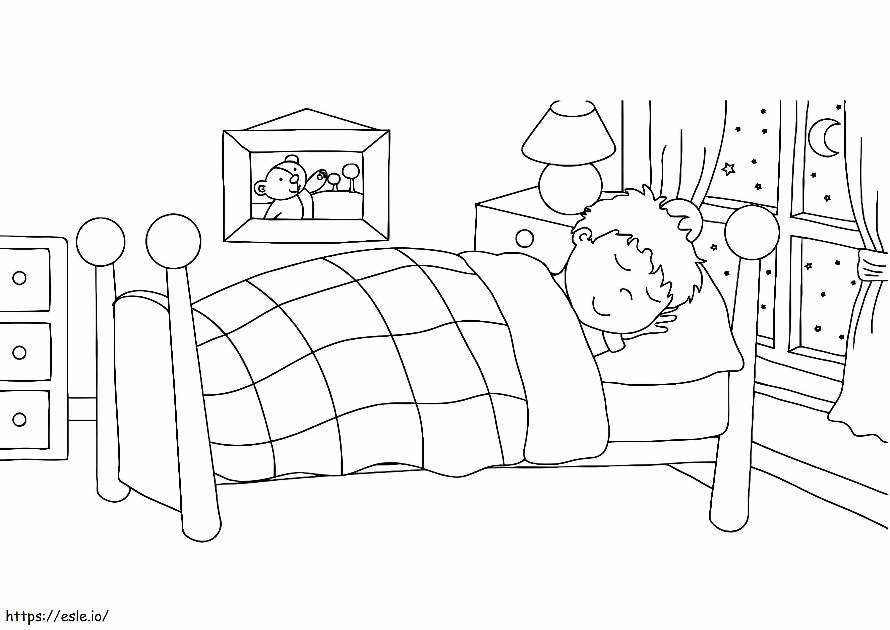 Băiat Dormit În Dormitor de colorat