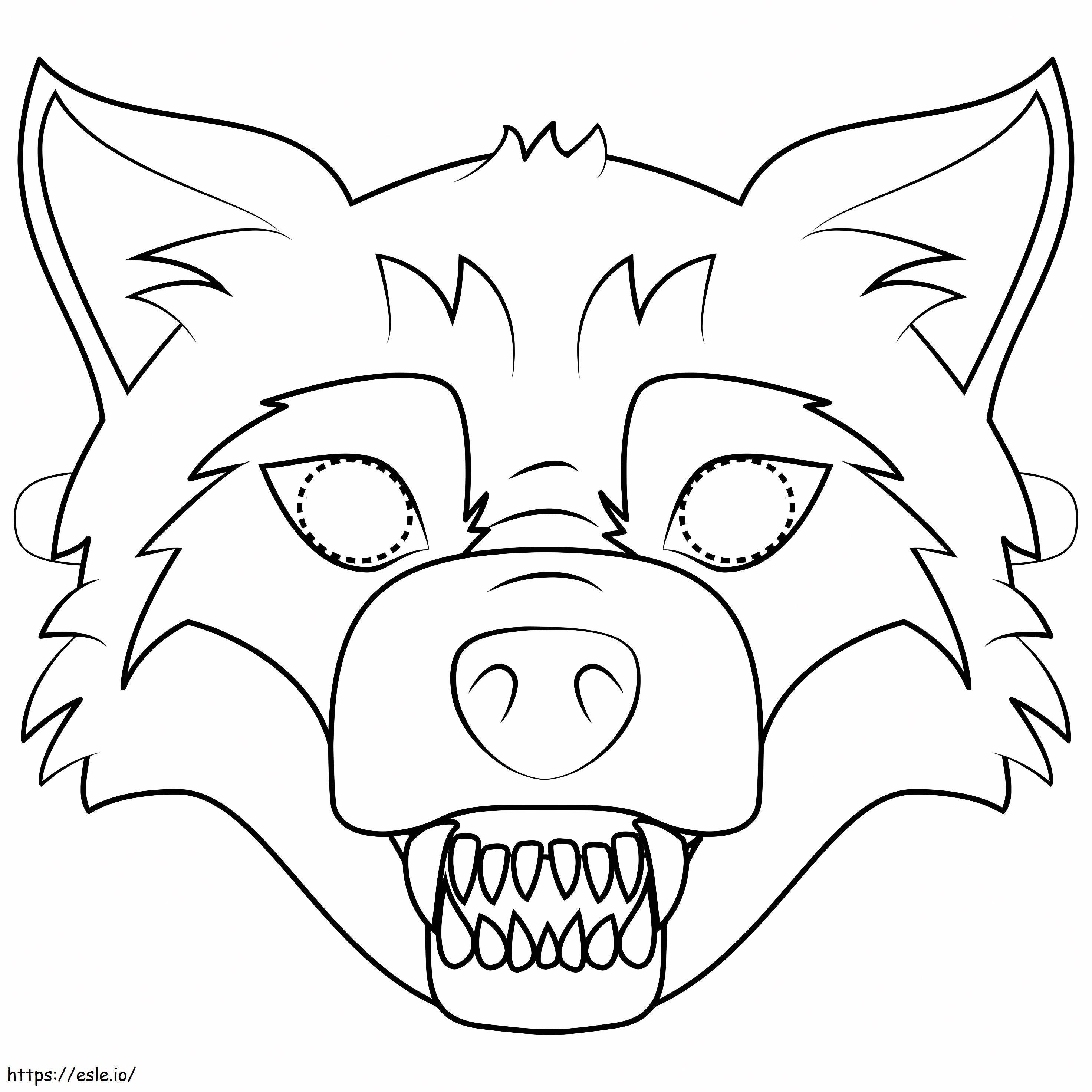 Máscara de lobo para colorir