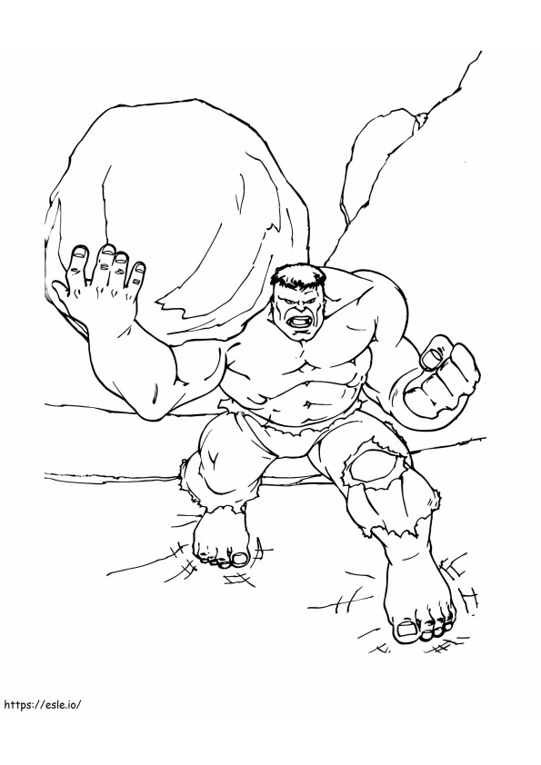 Hulk hält einen Stein ausmalbilder