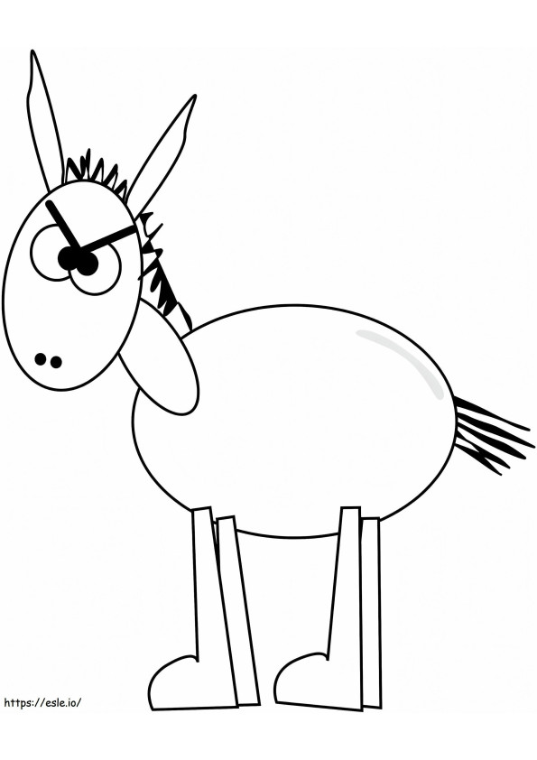 Simple Cartoon Donkey coloring page