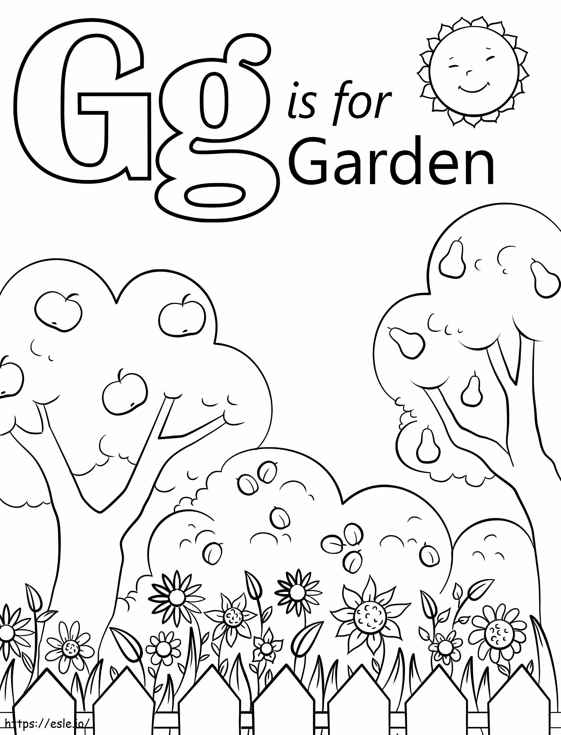 Grădină litera G de colorat