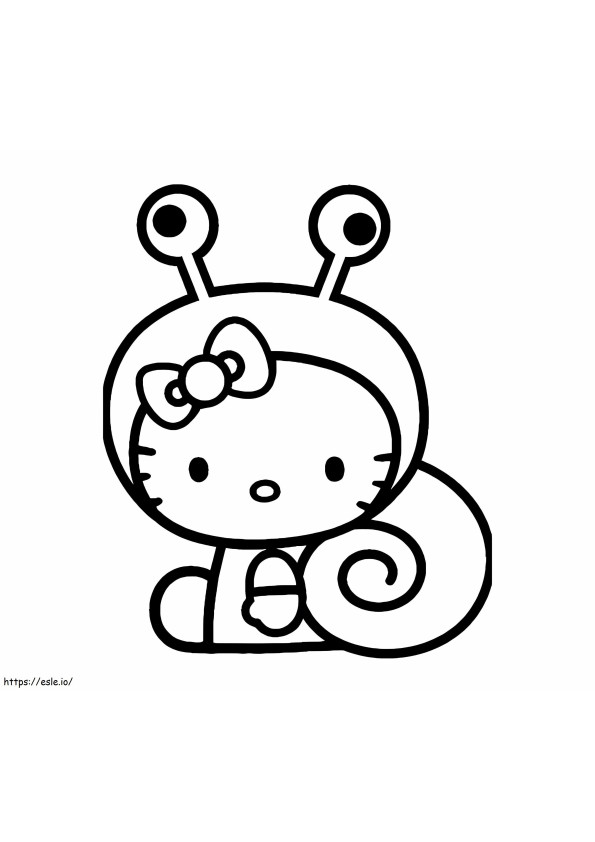 Hello Kitty Dresses Snails coloring page