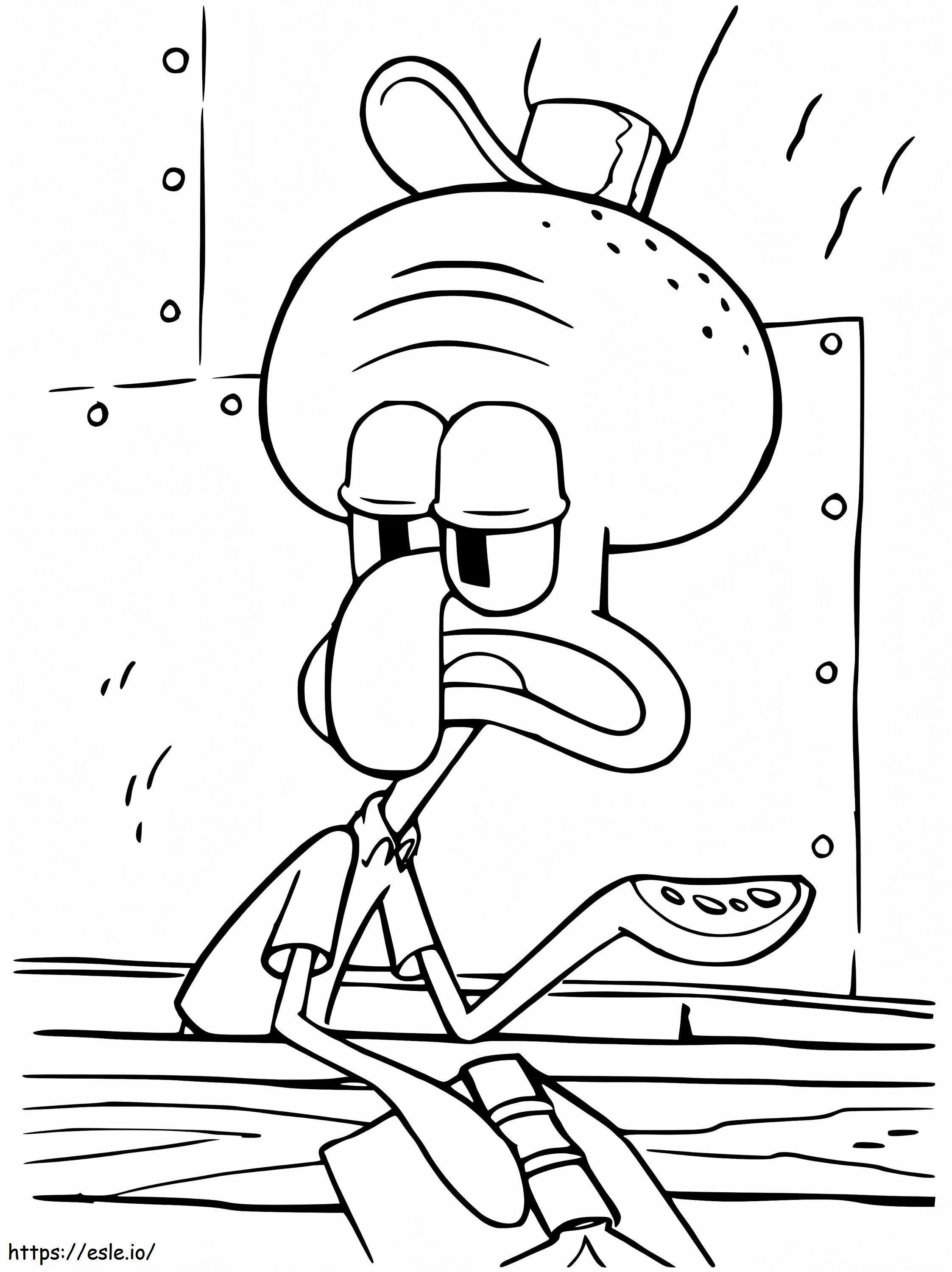 Squidward With A Book coloring page