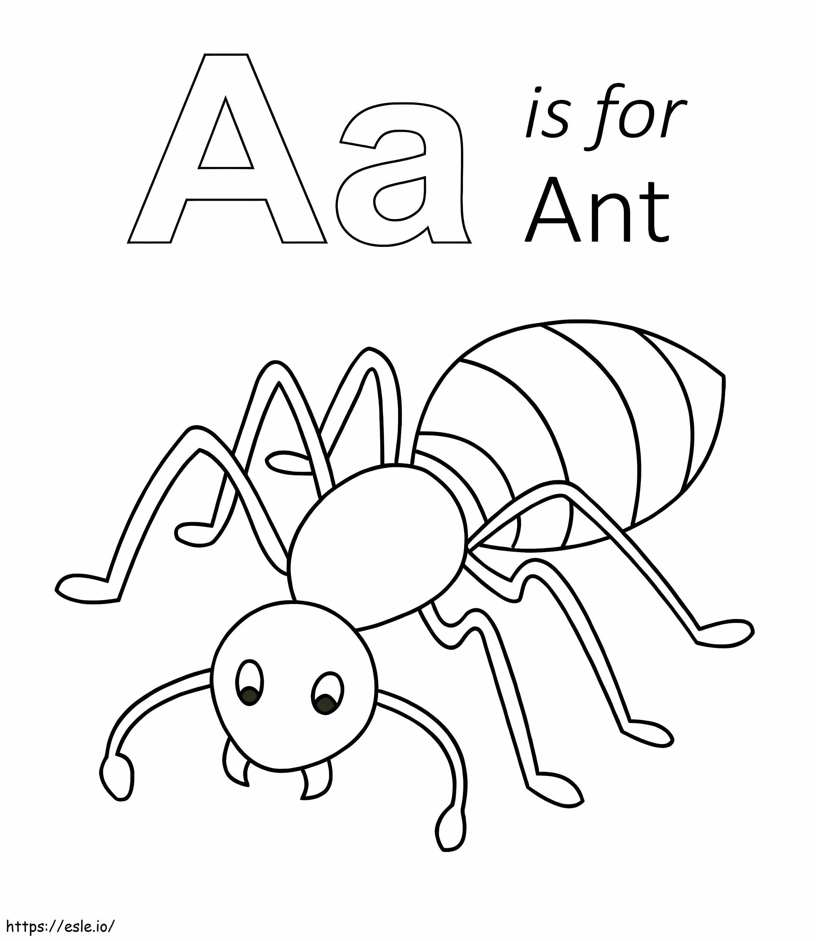 A letra A é para a formiga para colorir
