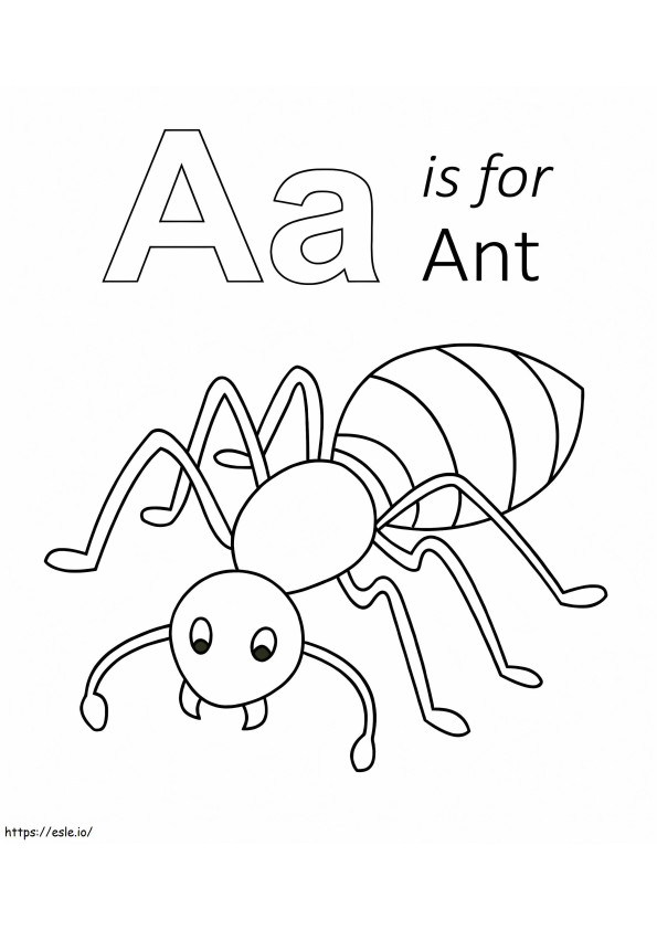 A という文字はアリのことです ぬりえ - 塗り絵