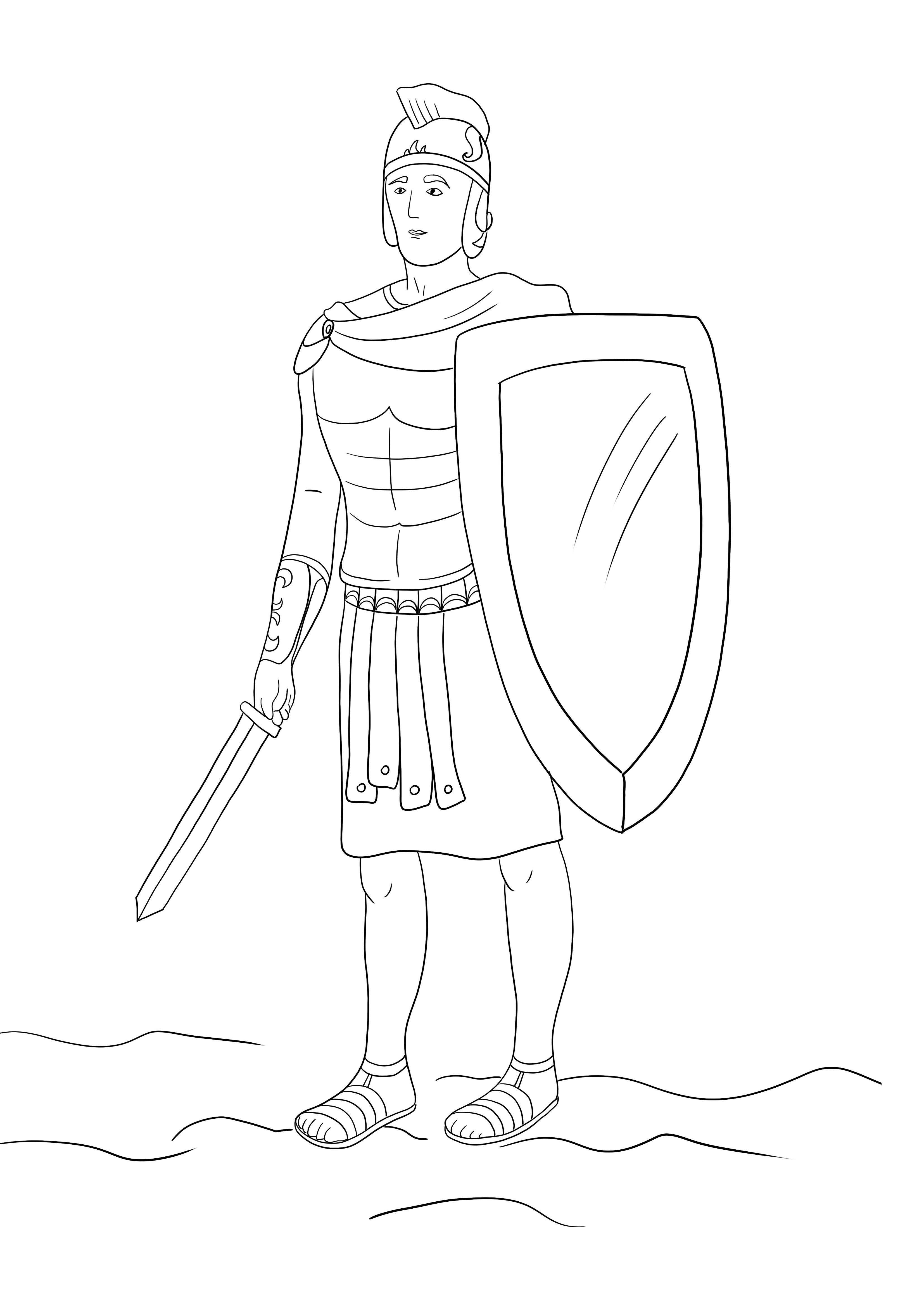 Soldado romano imprimindo de graça e para colorir