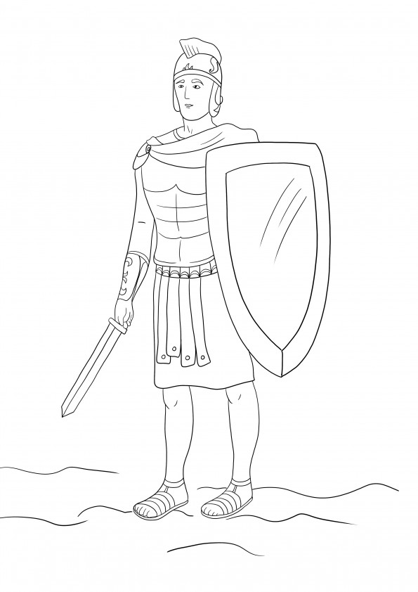 Roman soldier printing for free and coloring page