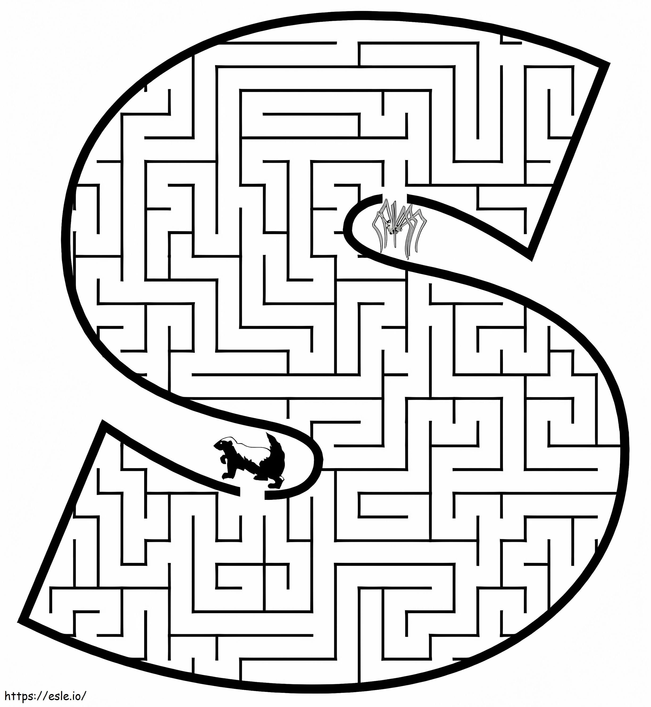 Letter S Maze coloring page