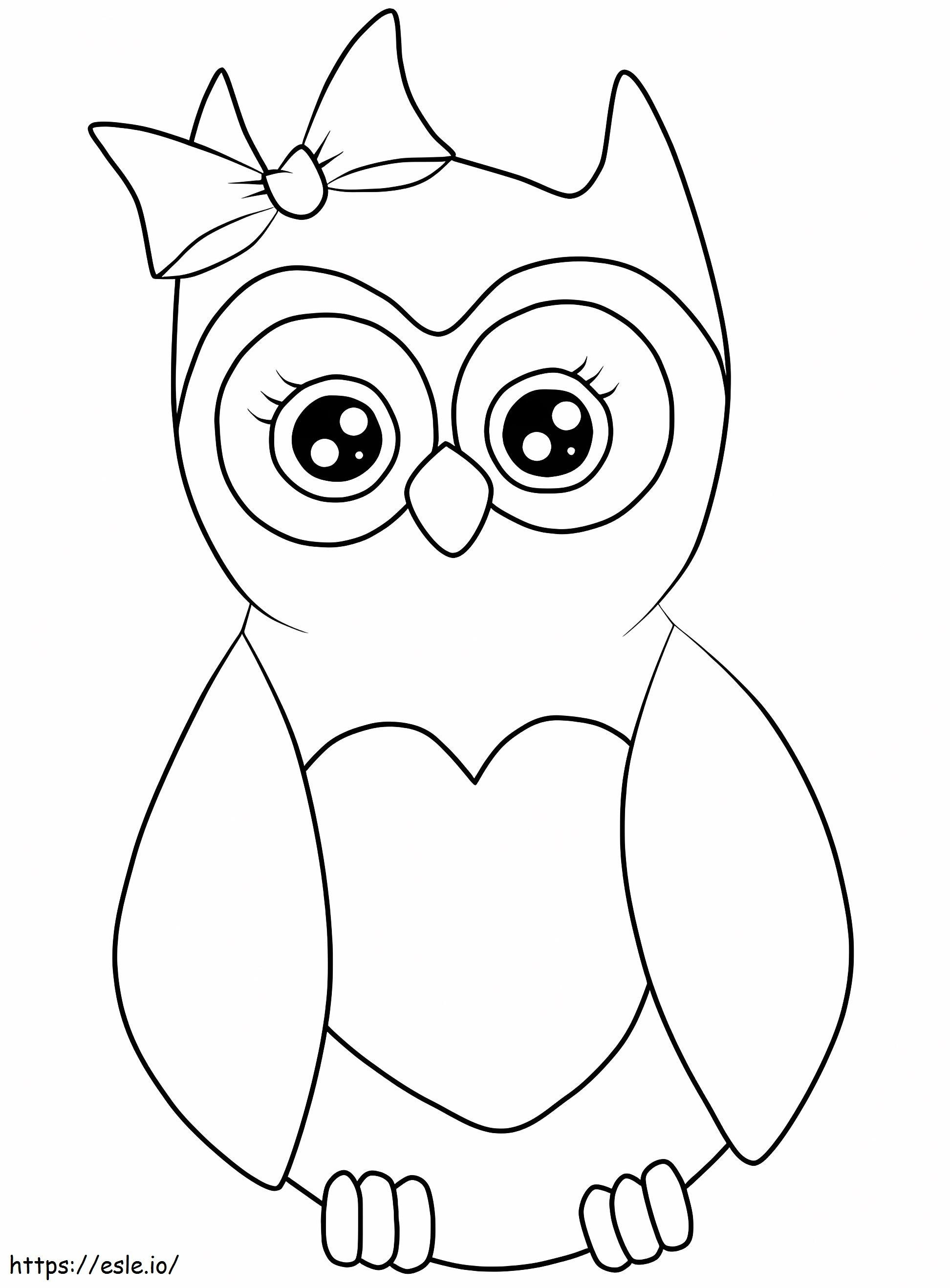 1560327670 Owl With Hair Bow A4 coloring page