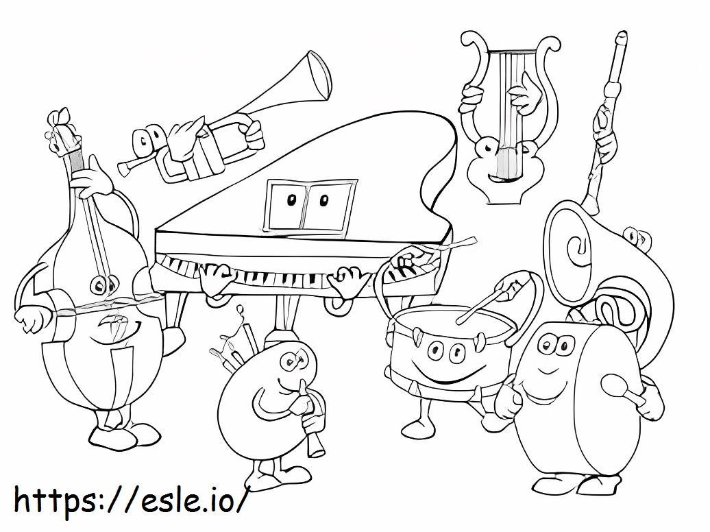 Cartoon Music Instrument coloring page