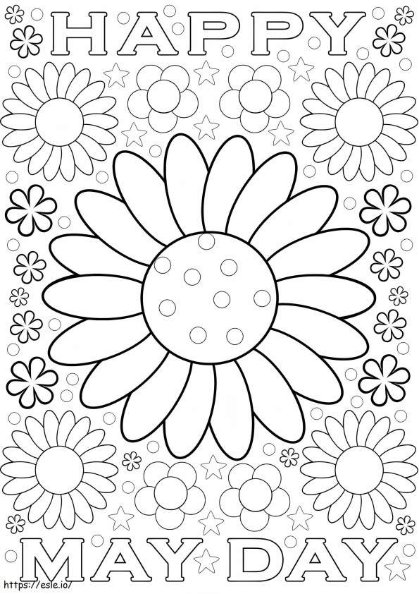 Printable Happy May Day coloring page