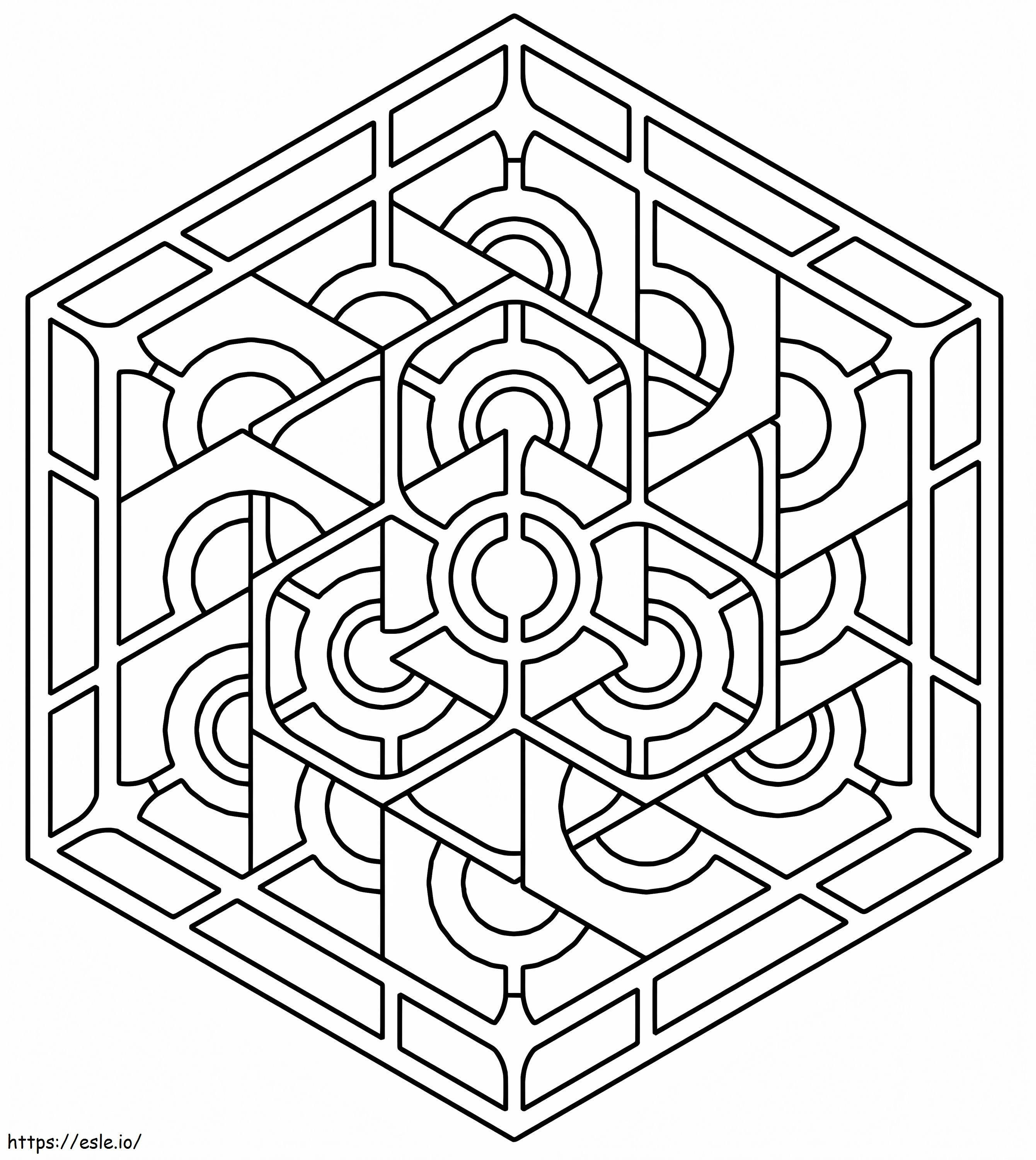Hexagon geometric simplu de colorat