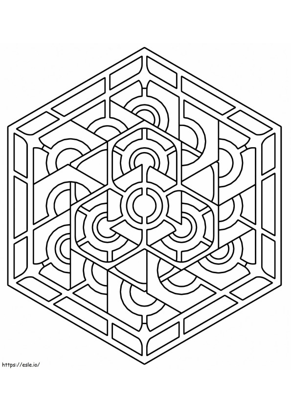 Eenvoudige geometrische zeshoek kleurplaat