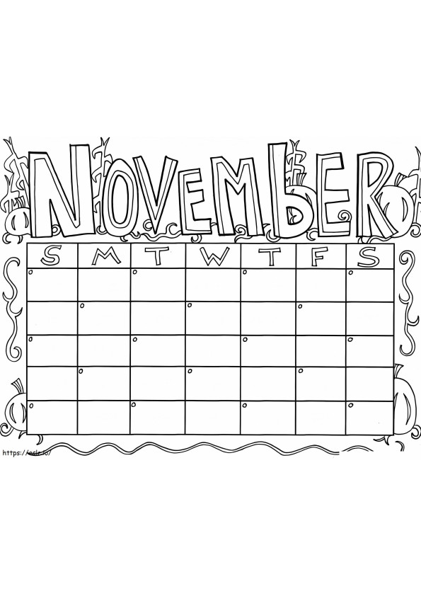 Calendario de noviembre para colorear