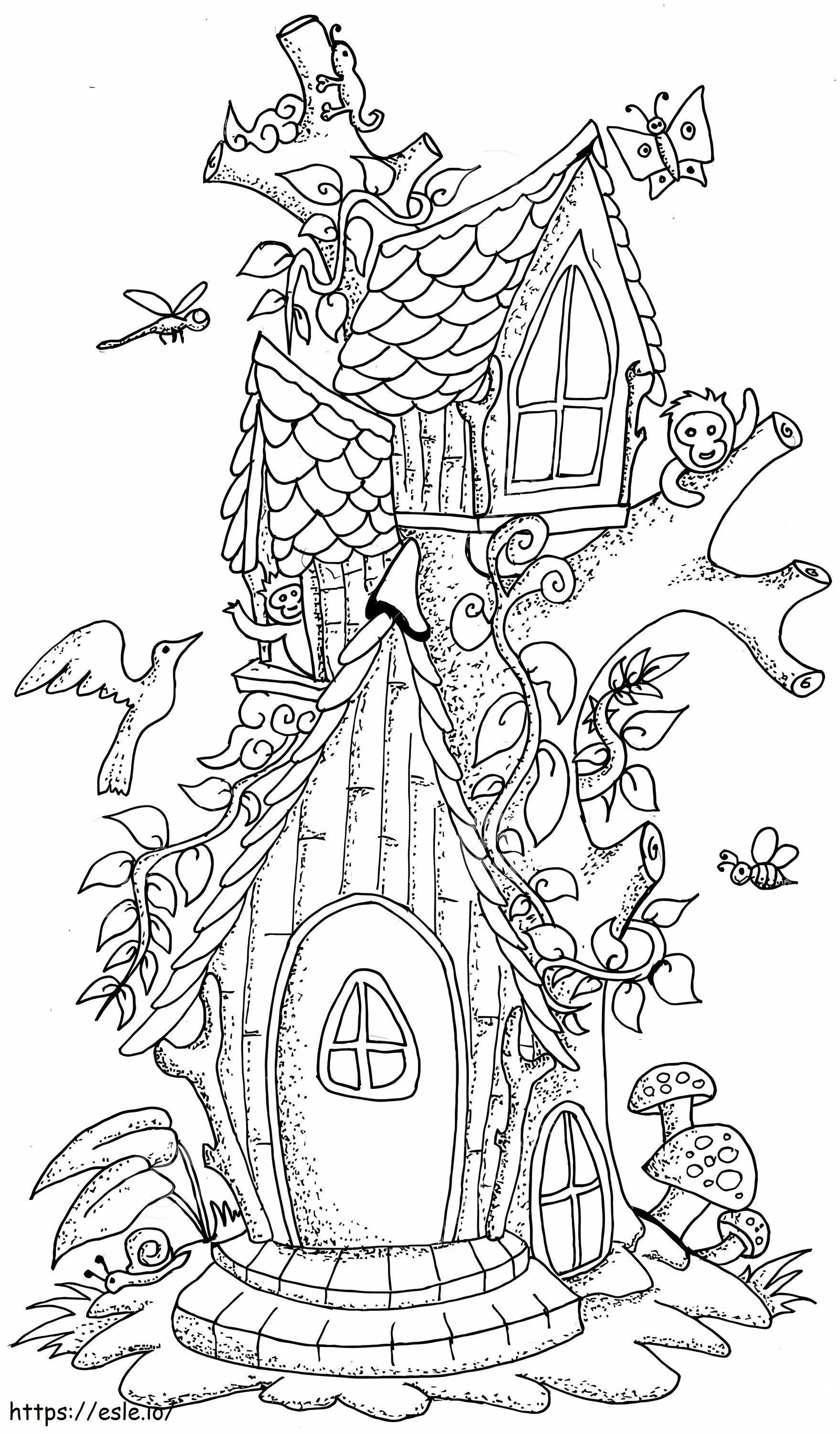 Fairy And Animal House coloring page