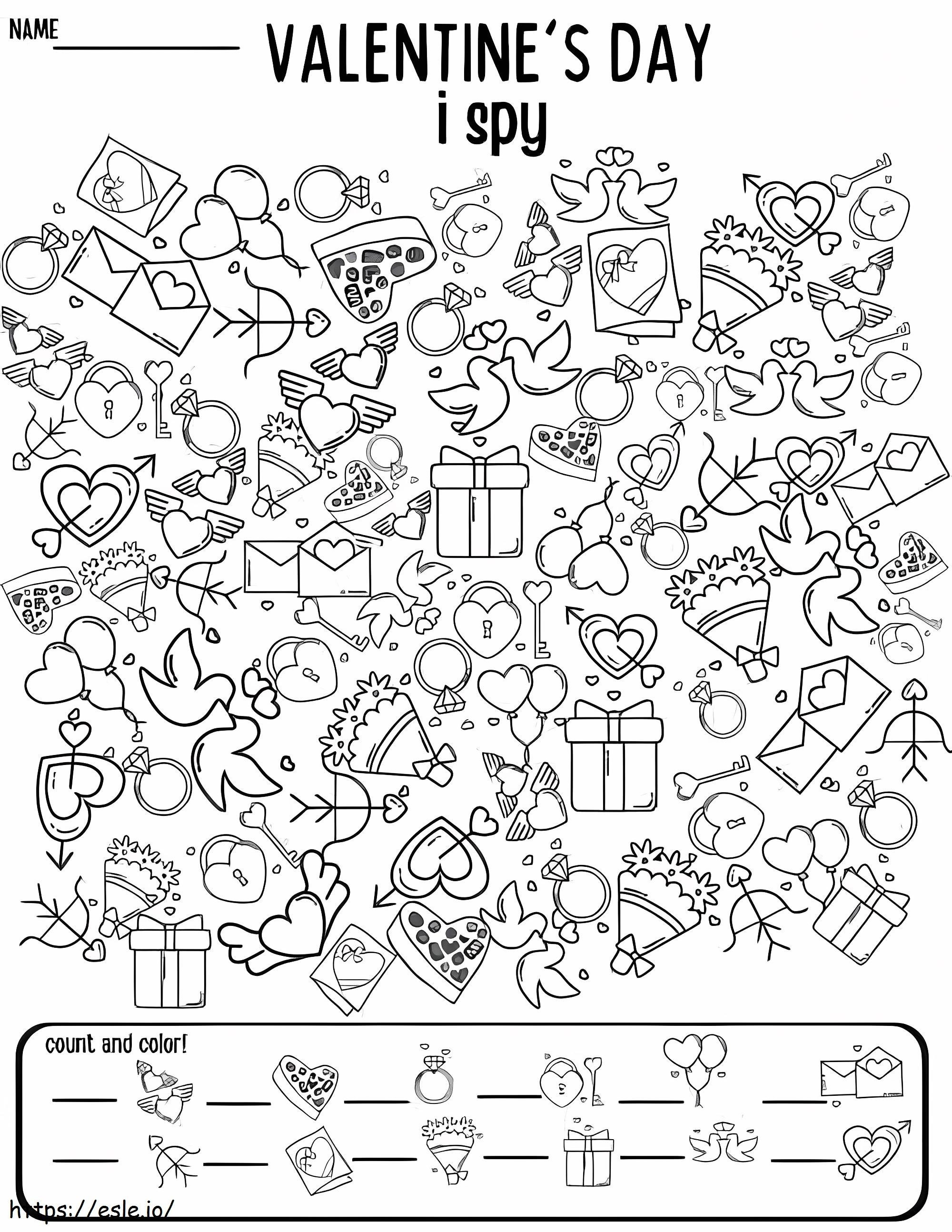 I Spy Valentines Day coloring page