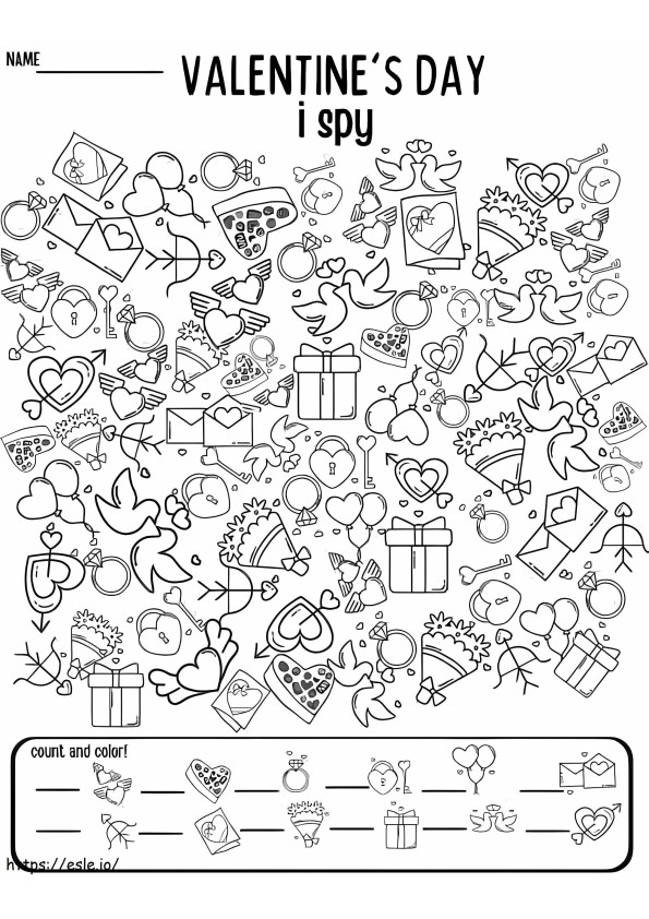 I Spy Valentines Day coloring page