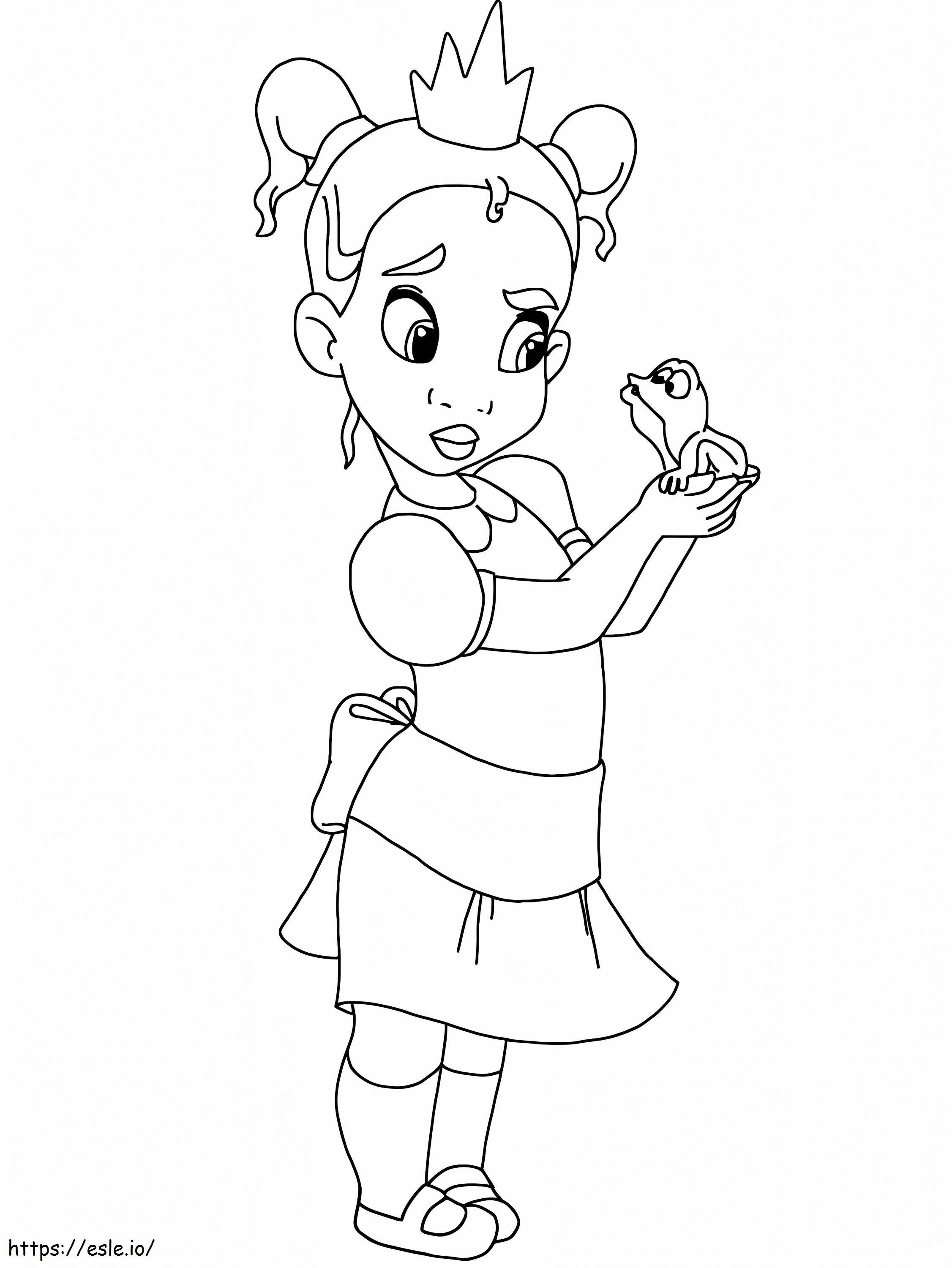 La pequeña princesa Tiana para colorear