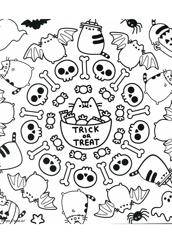 Trick Or Treat Pusheen coloring page