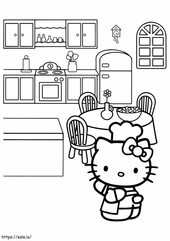 Chef Kitten In The Kitchen coloring page